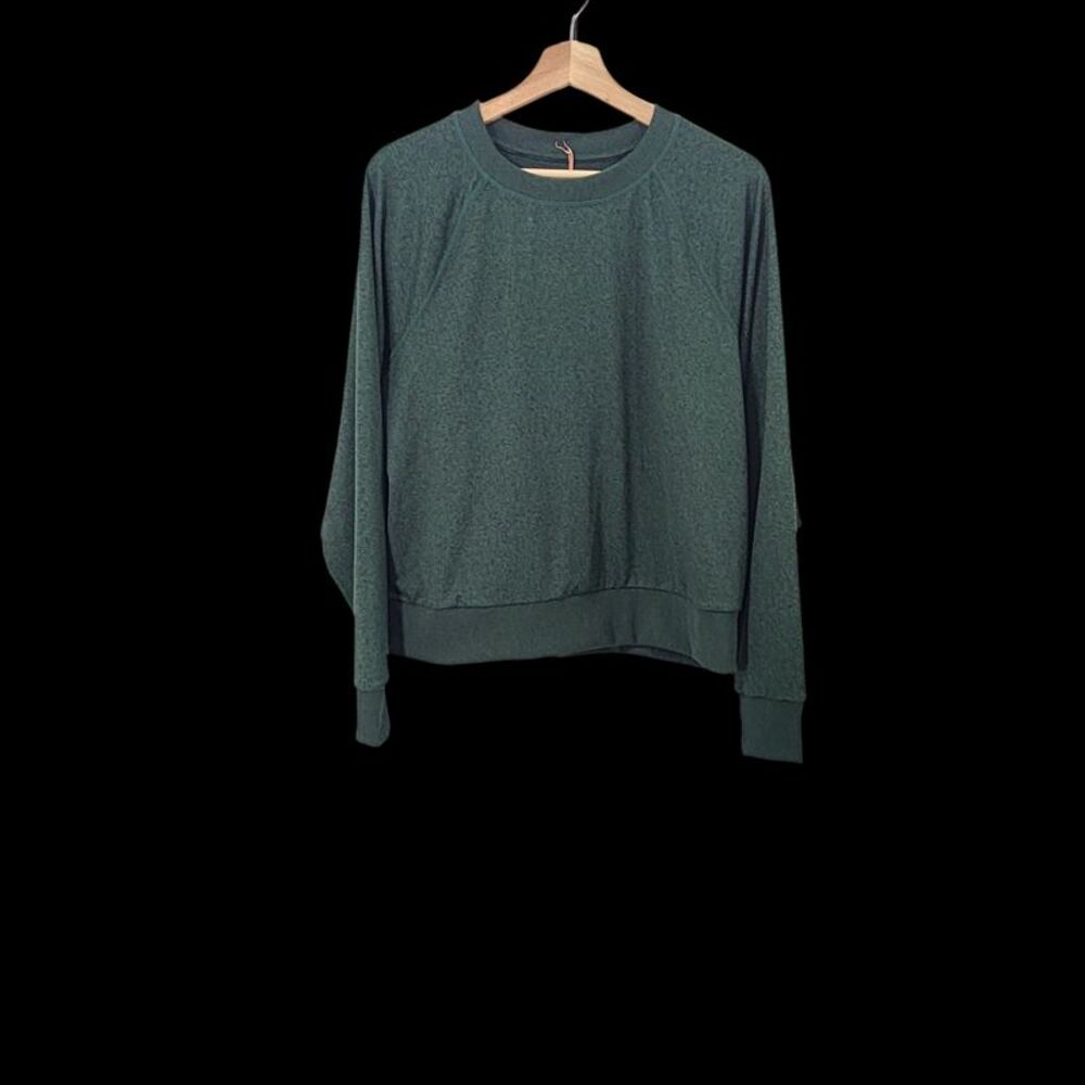 Quince Women Flowknit Pullover Crew Green Sleeved Top M